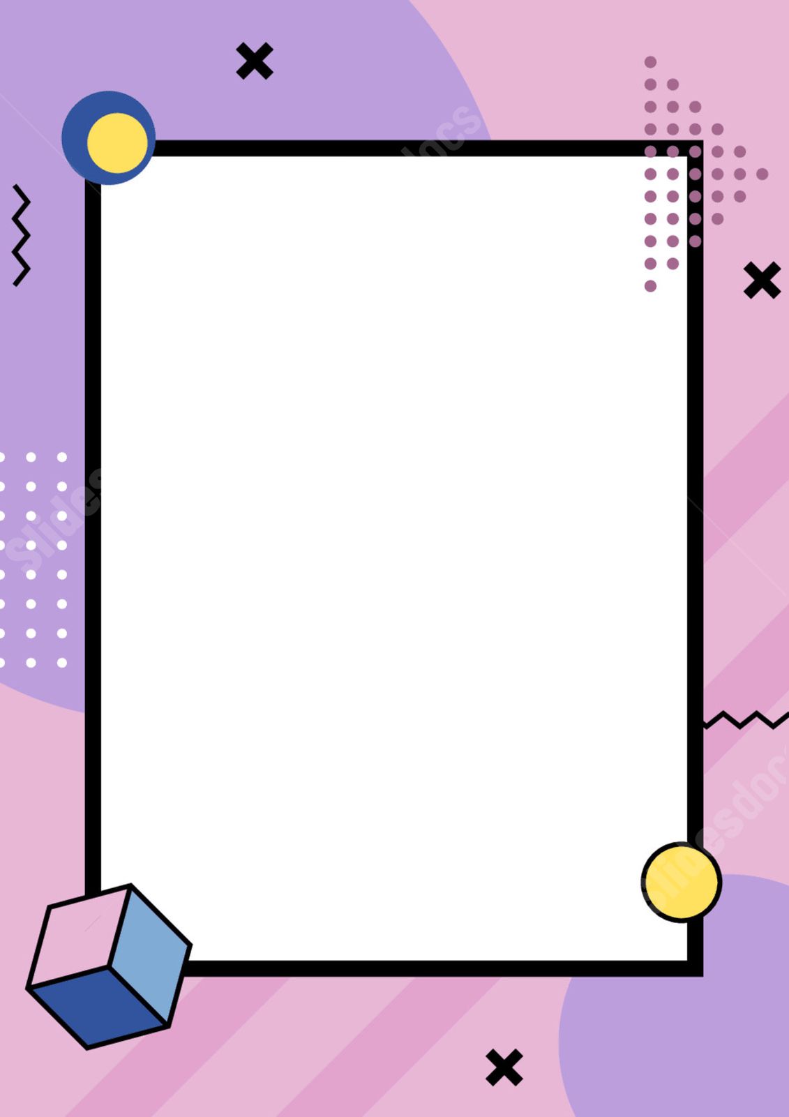 Borda de Mapa No Estilo Memphis Com Fundo De Contrastante Rosa E Roxo