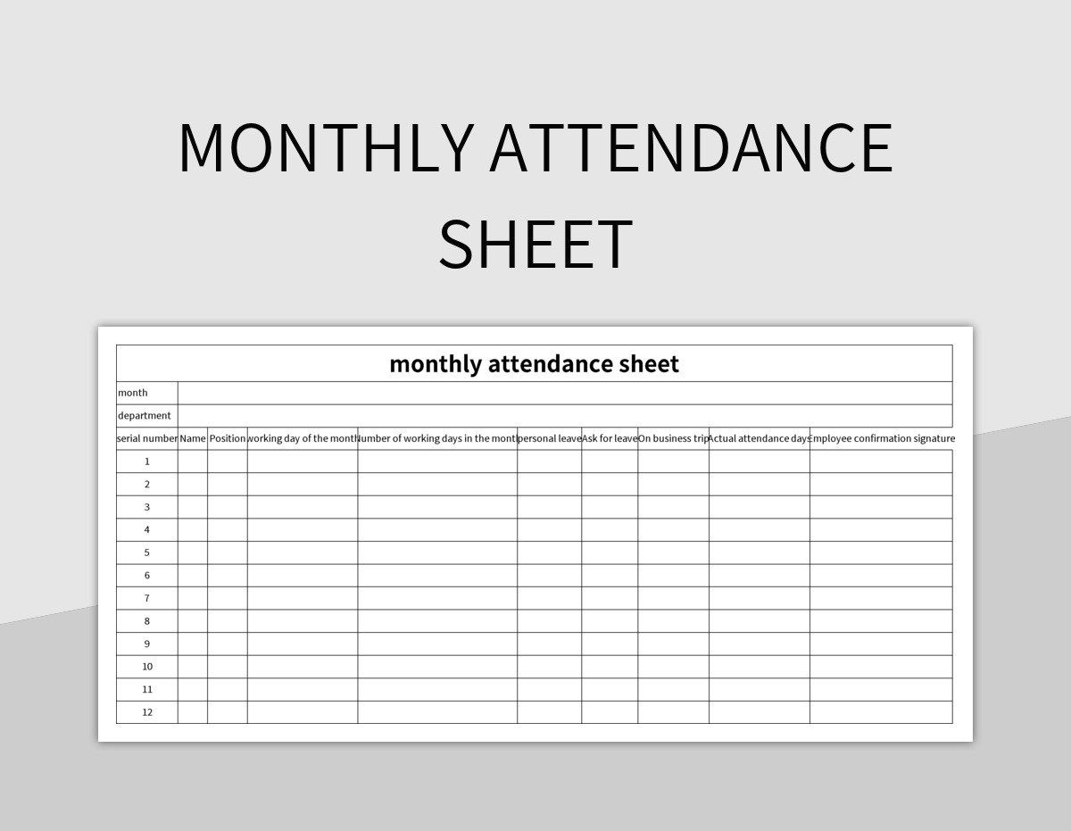 monthly attendance sheet excel template