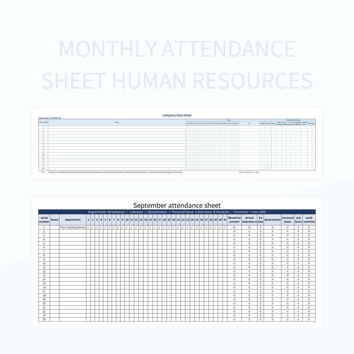 monthly attendance sheet human resources excel template