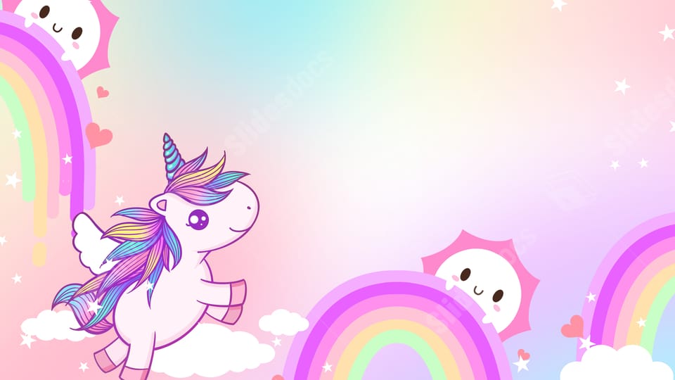 nature rain unicorn rainbow pastel white powerpoint background