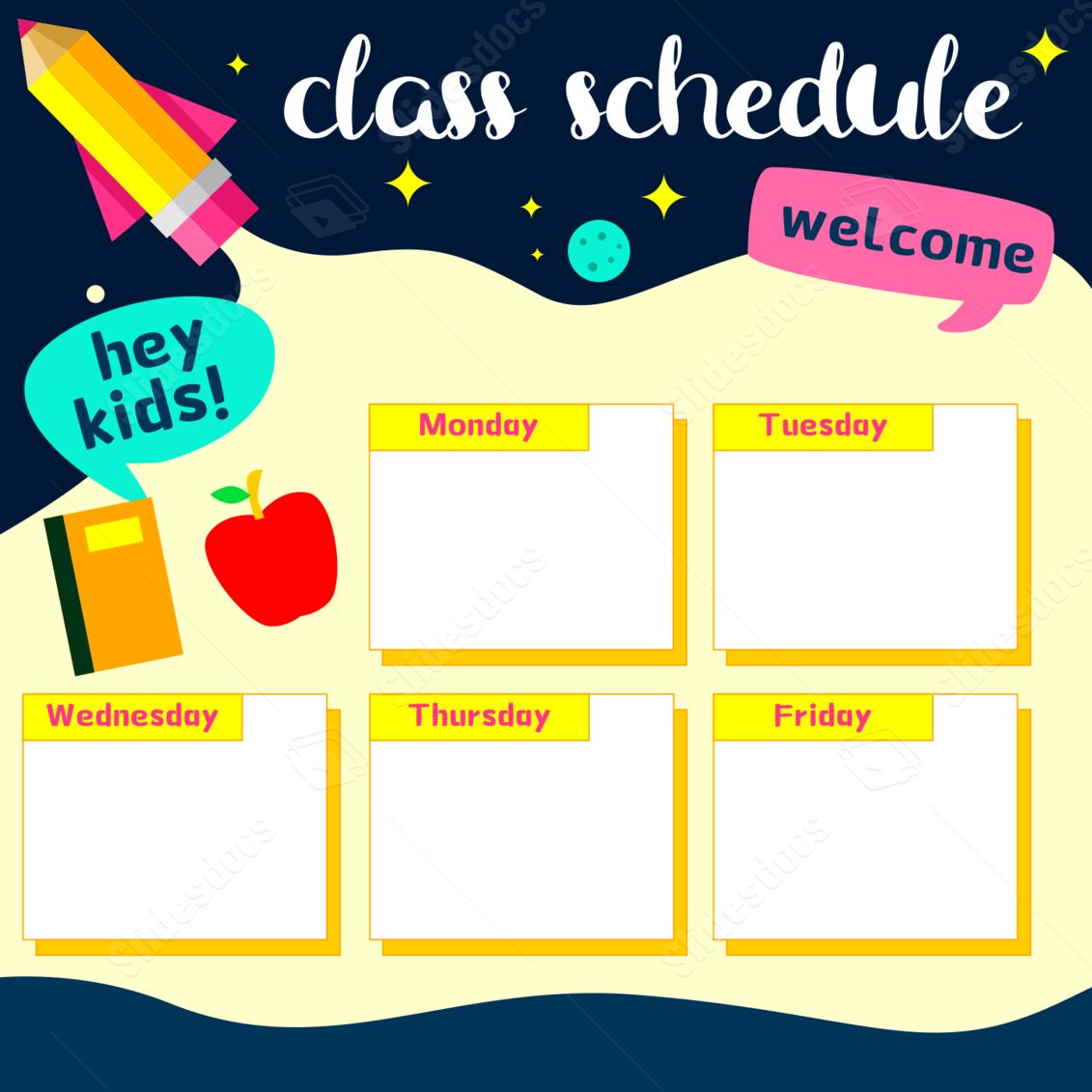 note schedule paper school sign cute word template