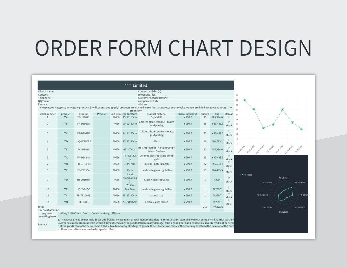 order form chart design excel template