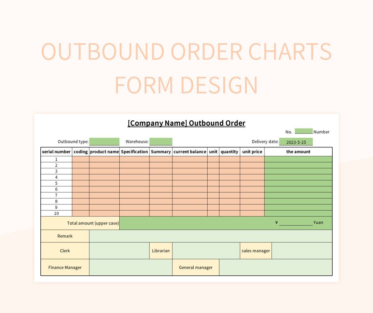 outbound order charts form design excel template