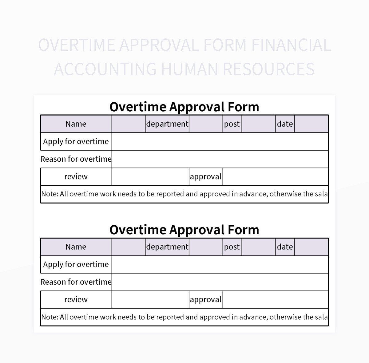 overtime approval form financial accounting human resources excel template