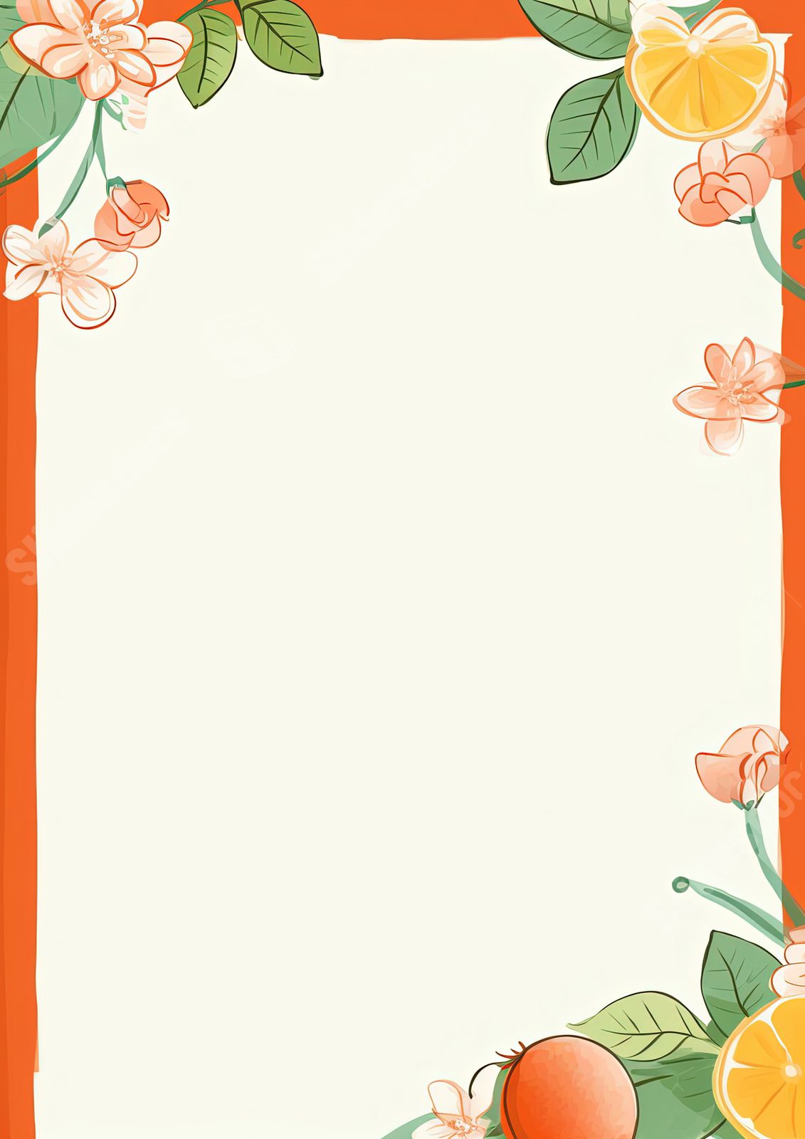 paper frame red background flowers word template