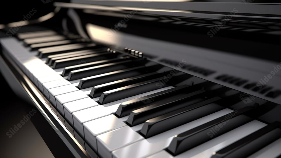 piano keyboard in 3d perspective powerpoint background