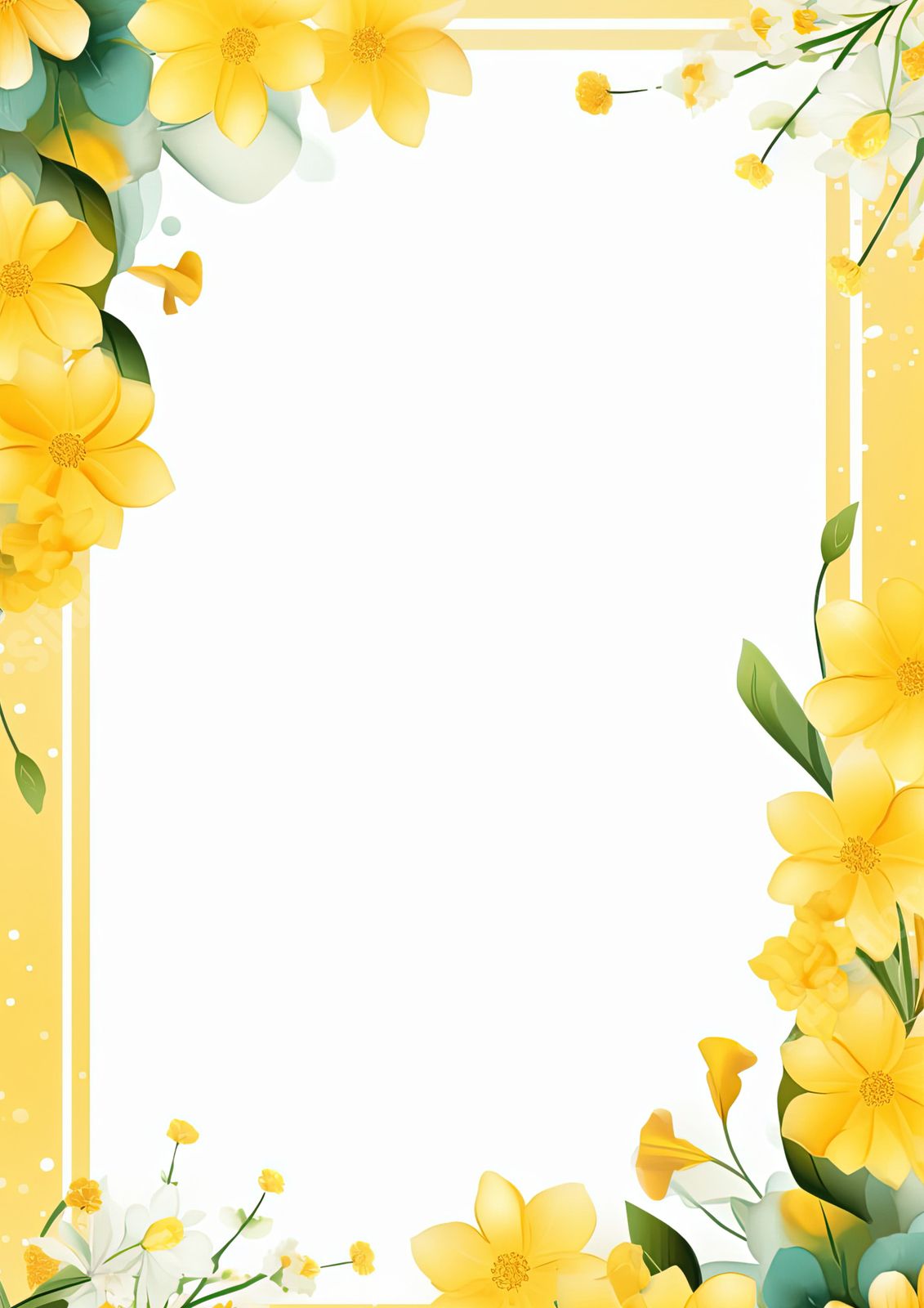 picture frame yellow flowers flower watercolour backgrounds word template