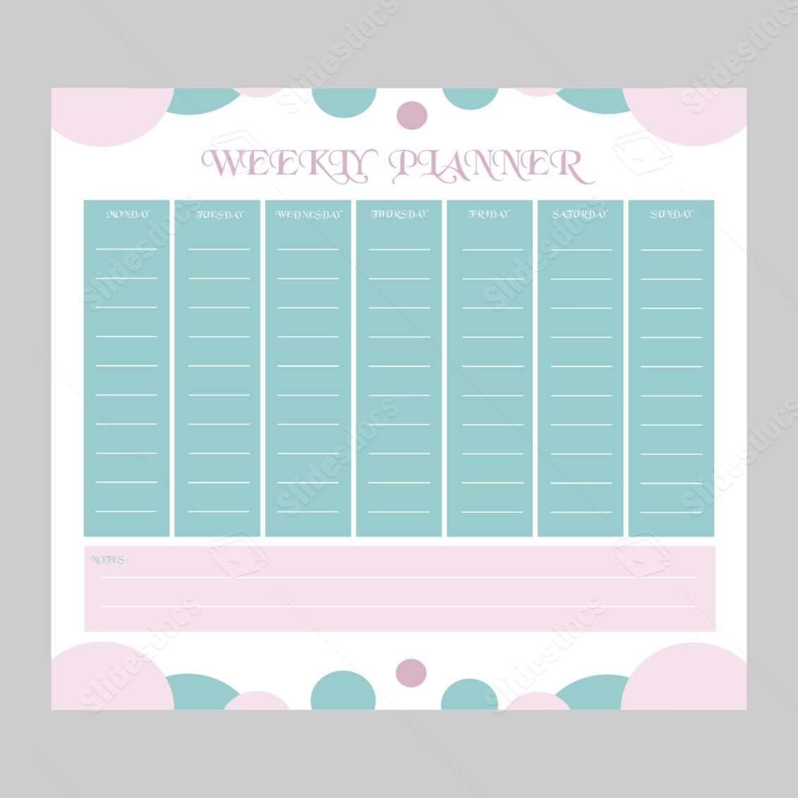 plan paper note journal weekly planner printable word template