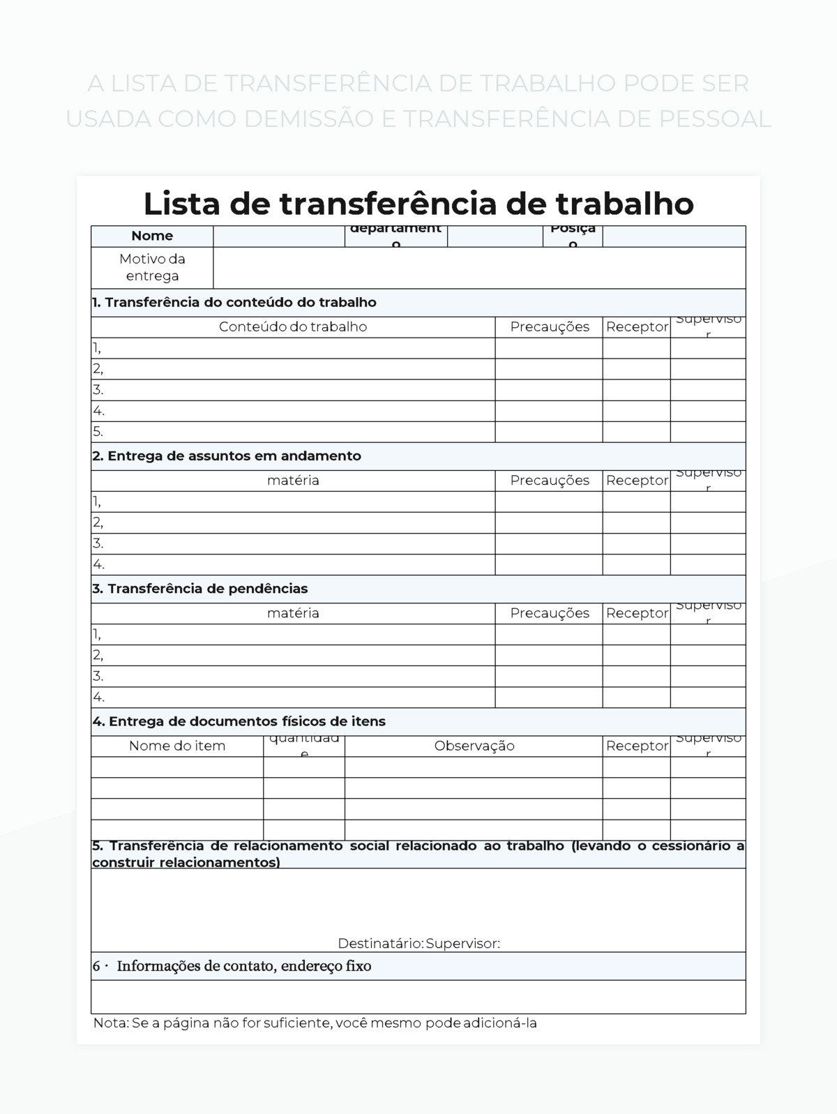 planilha A Lista De Transferência De Trabalho Pode Ser Usada Como Demissão E Transferência De Pessoal e planilhas do Google