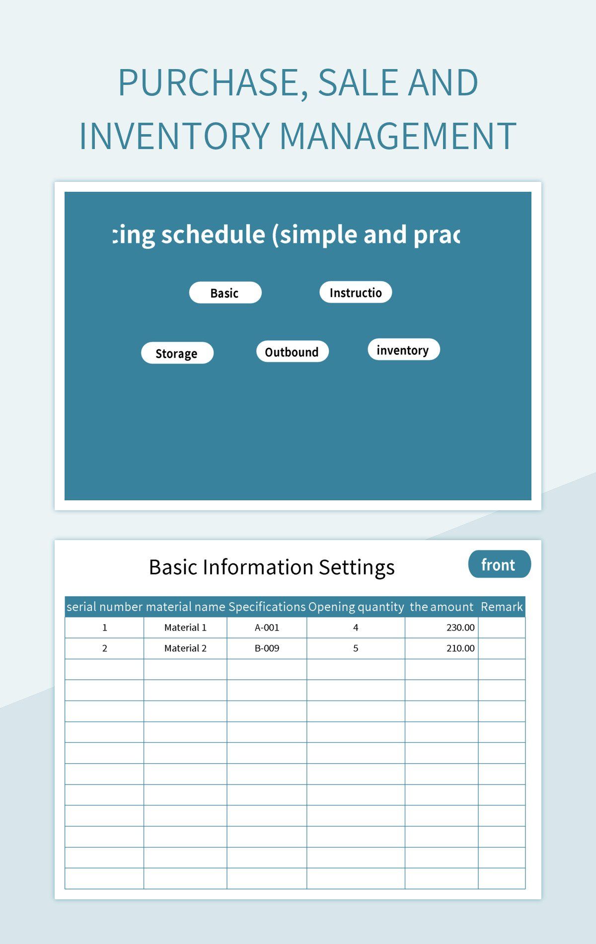 Purchase, sale and inventory management excel template