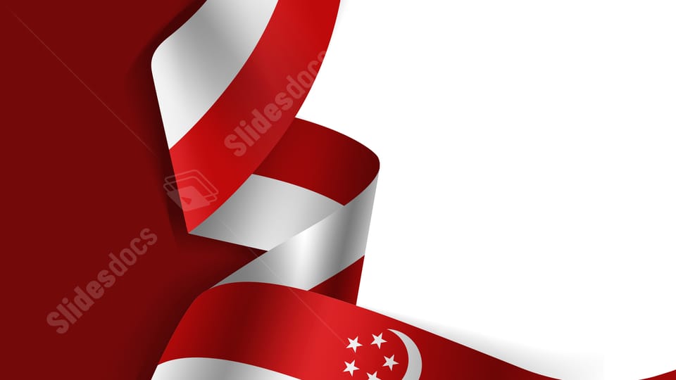 singapore national day festival cartoon style white flag cute powerpoint background