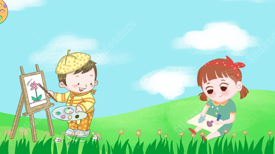 tree poster festival kids white clouds cartoon powerpoint background