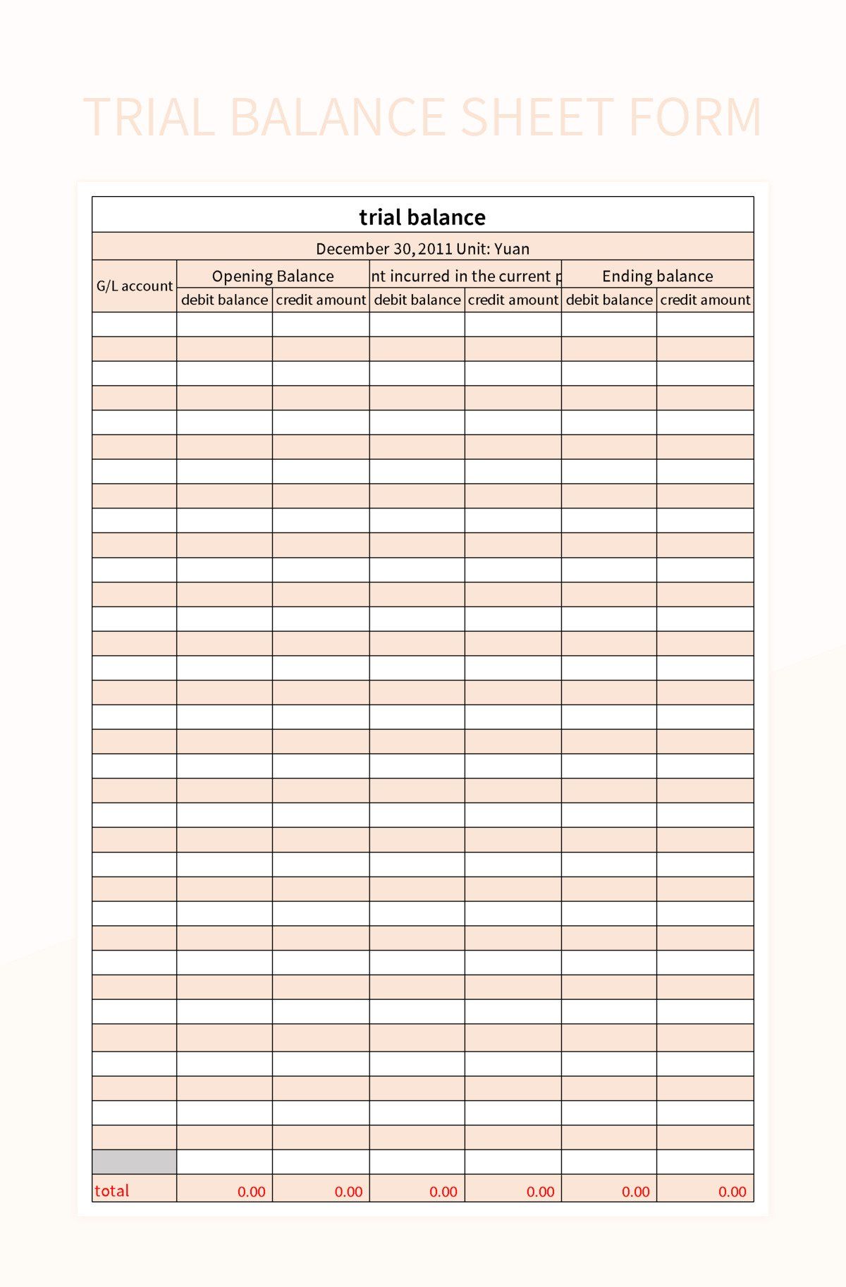 trial balance sheet form excel template