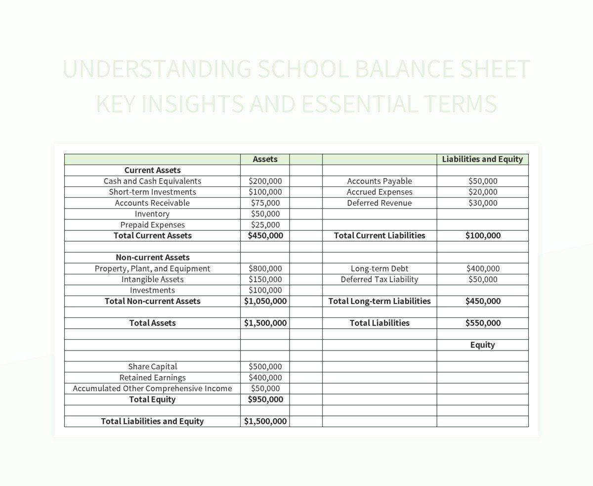 Understanding School Balance Sheet Key Insights and Essential Terms excel template