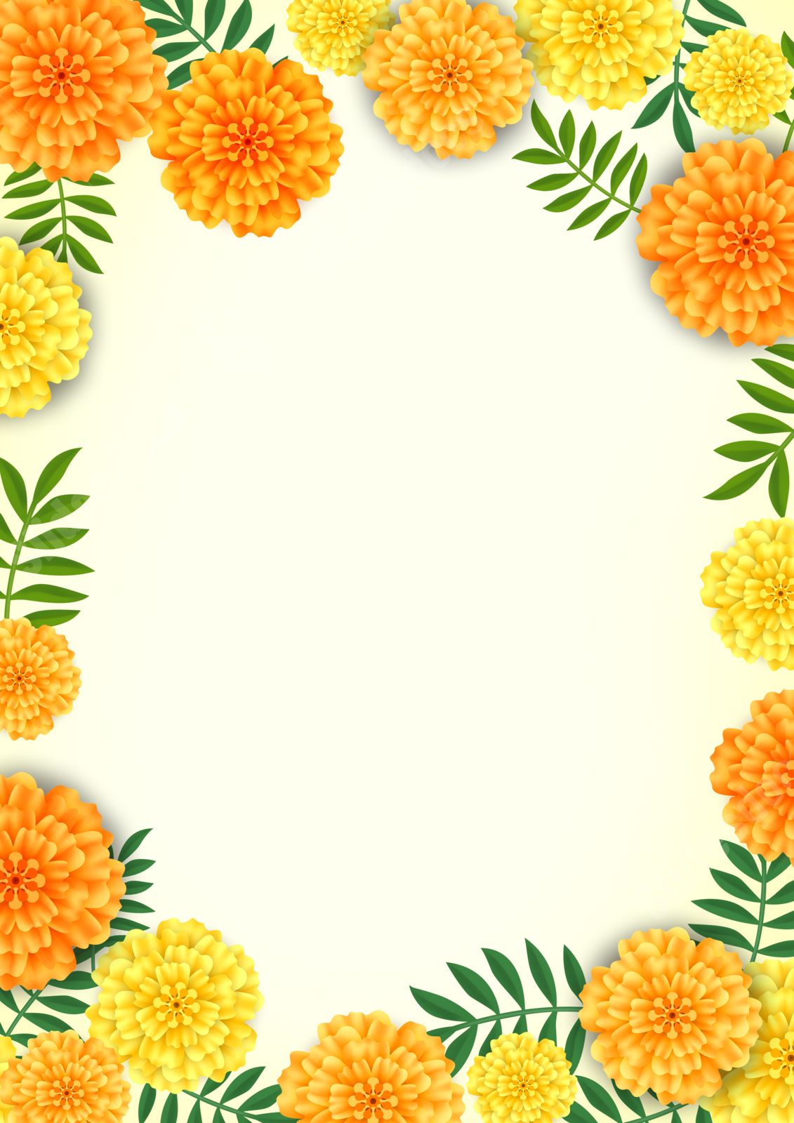 Bordure de Page Motif Floral Vintage Sur Fond Jaune Clair Word