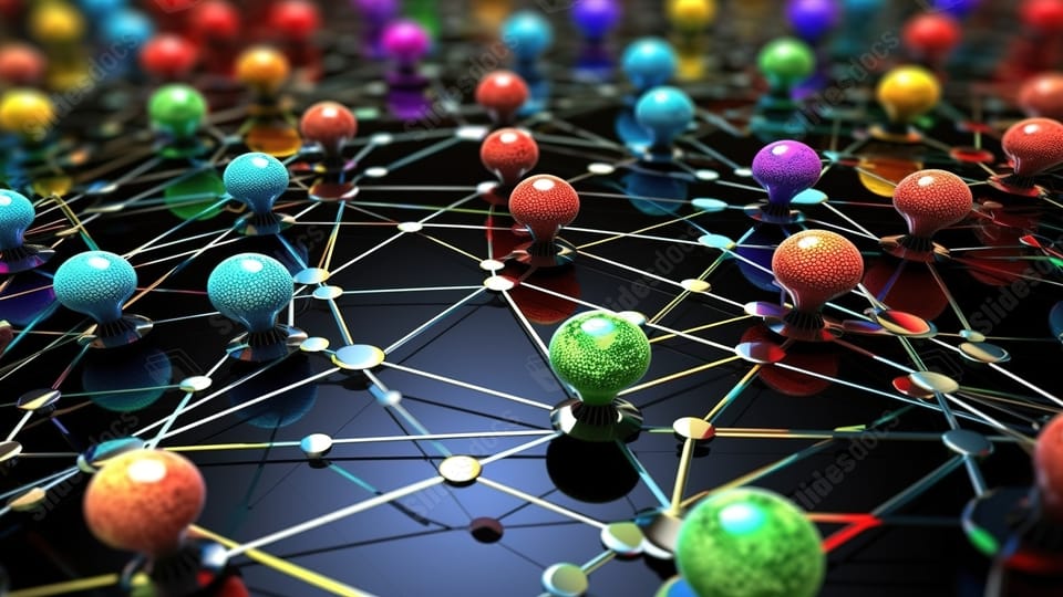 web of connections exploring internet communication social media and networking in 3d powerpoint background