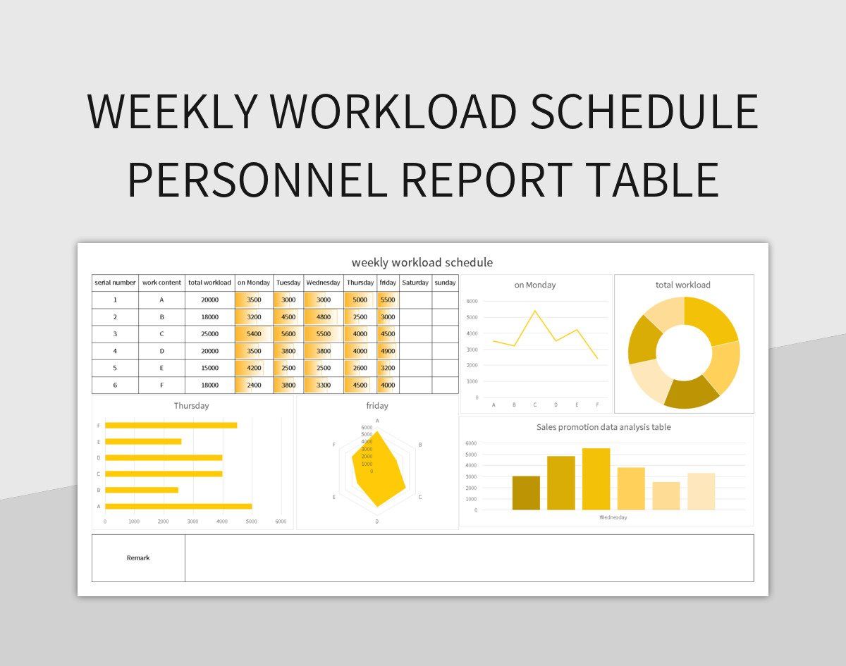 weekly workload schedule personnel report table excel template