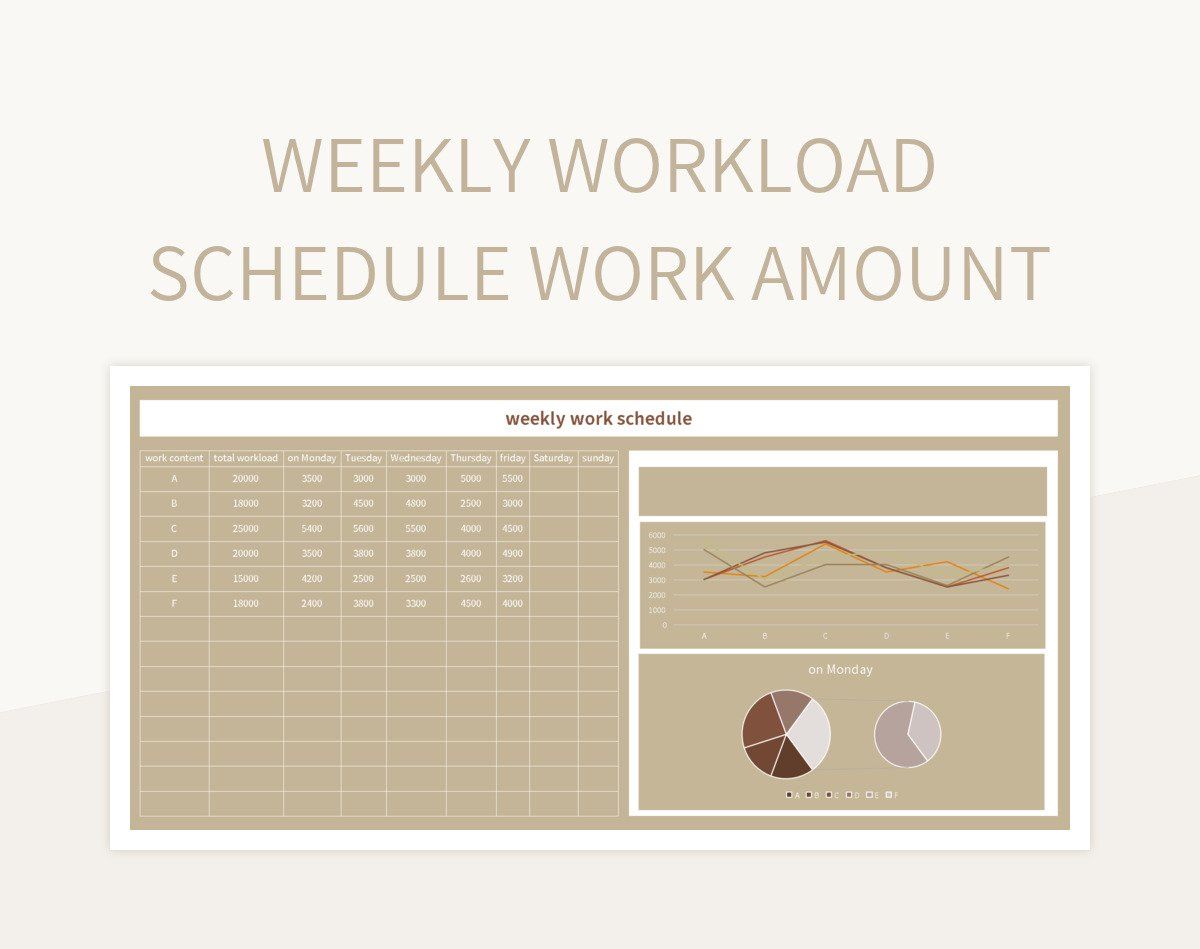 weekly workload schedule work amount excel template