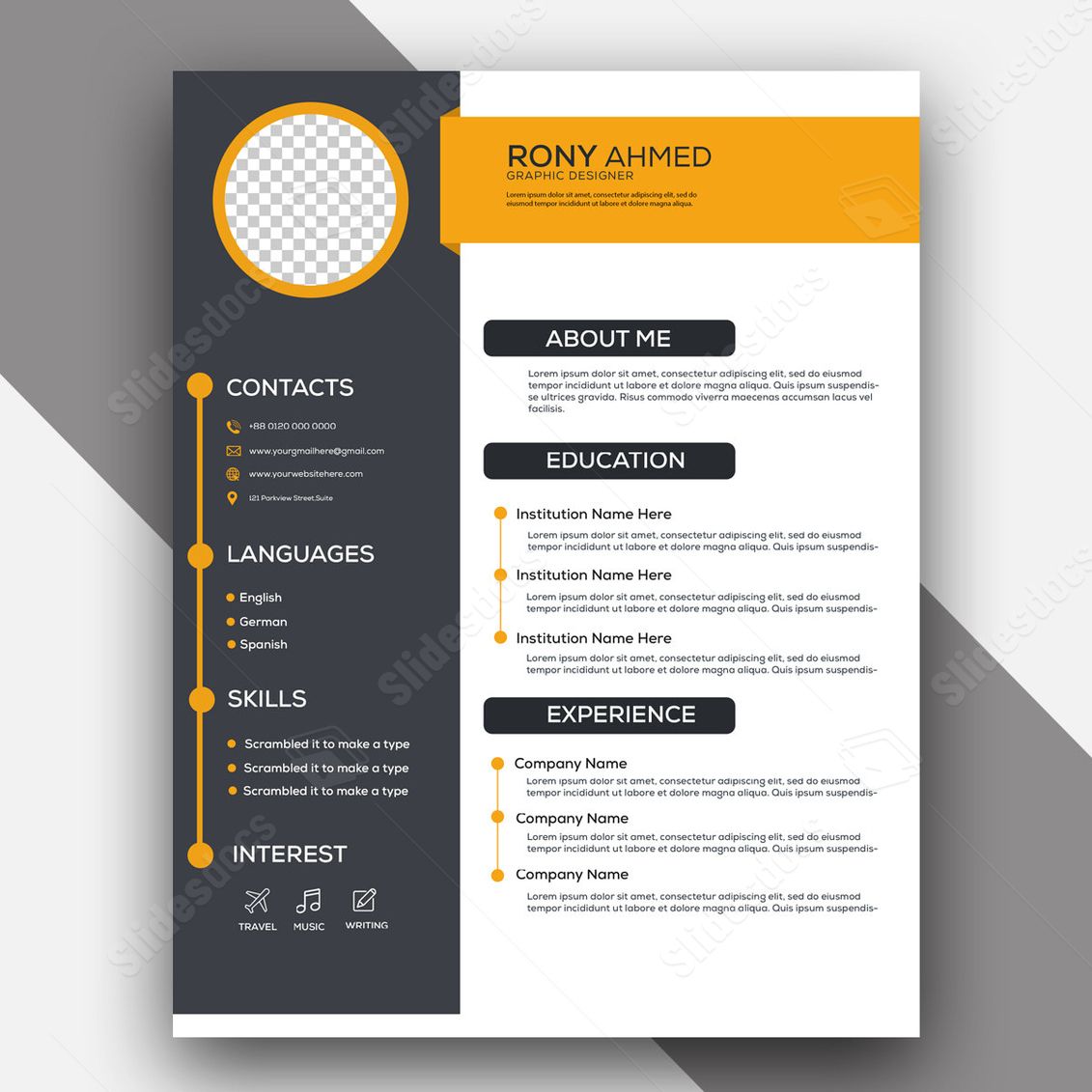white cv resume work recruit biography simple attractive modern word template