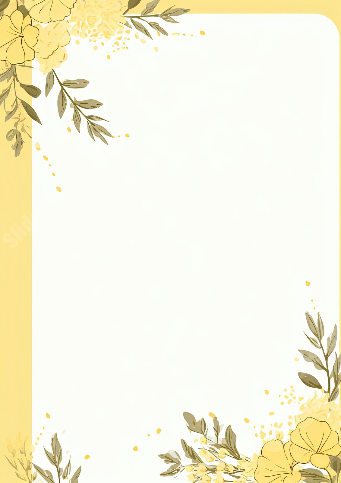 yellow floral blank page border word template